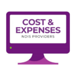 Purple computer icon with the text 'Cost & Expenses NDIS Providers' displayed on the screen.