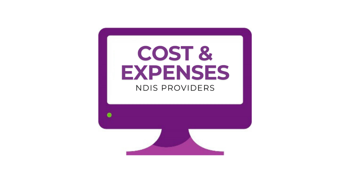 Purple computer icon with the text 'Cost & Expenses NDIS Providers' displayed on the screen.